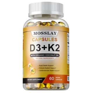 MOSSLAY D3+K2 膠囊，含椰子油，120 顆素食膠囊, 60g, 1個