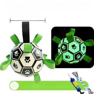 강아지 장난감 공 반려견 공놀이 씹는 야광 축구공 중형, 1개, 2세대 형광 옐로우 대형 축구공