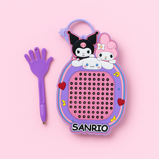 펫더월드 산리오 자석 푸쉬팝 드로잉보드 키링, 쿠로미+시나모롤+마이멜로디(퍼플), 1개