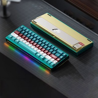 [스마트박스] WEIKAV 웨이카 NUT65CU 기계식키보드 알루미늄 합금동 베이스 케이스 3모드 유선 2.4G 블루투스 게임전용 키보드, 자원축, 양극법랑-엘크 포레스트