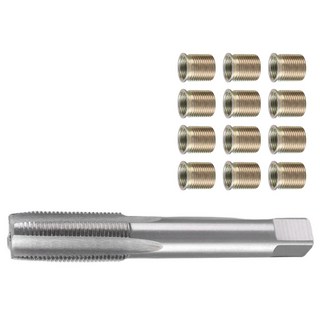 스파크 플러그 나사산 수리 도구 고속 강철 탭 스파크 플러그(M14x1.25 인서트 및 M16x1.25 탭 키트 나사산 인서트 포함), 1개