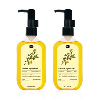 [에코디언트] 100% 퓨어 골든 호호바 오일, 2개, 100ml