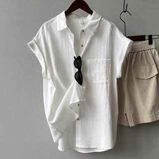 안녕릴리 여성 롤업 카라 포켓 반팔 셔츠