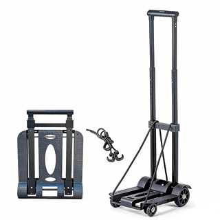 折疊手推車 折疊手拉車 折疊推車 四輪推車 折疊車 手拉車 推車 拉桿車 小拉車 便攜折疊推車 旅行推車, 1個, 升級四輪款（承重80公斤）