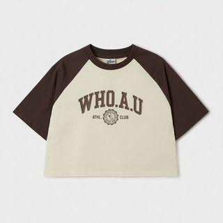 WHO.A.U Campus Loose Crop Raglan T-Shirt 短款T恤 韓國 WHRPF2452F, 黃色