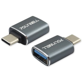 POLYWELL USB Type-C 轉 Type-A 轉接頭 轉換器 高速傳輸 輕巧便攜, 灰黑色, 1個