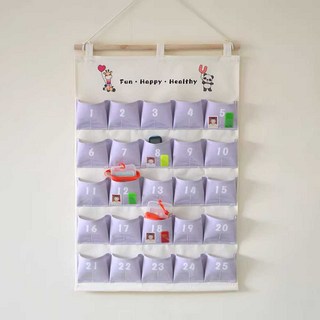 약달력 수납 걸이 용돈 가방 은행 생활비 포켓형, 1개, 대형 바이올렛 2단 픽업 가방 (25칸)