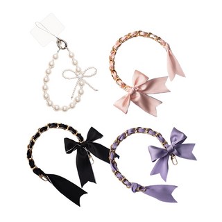 Belleza 小香風蝴蝶珍珠手機鍊條，精緻手機掛飾，時尚防丟手機鏈，優雅珍珠手機配件, 1個, 珍珠, 珍珠