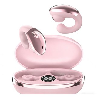 臺灣出貨 骨傳導 藍牙耳機 超長續航 藍牙耳機 男女款運動通用藍牙耳機女款 藍牙耳機 無線 藍牙 耳機 無線 降噪, 粉色【久帶不痛】萬元音質,加強升級II【藍牙6.0芯片】, top