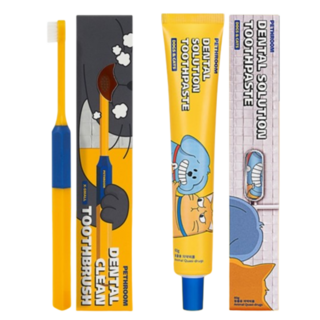 [페스룸] 덴탈 솔루션 세트(칫솔+치약) 초소형 초극세사모 칫솔+바르는 치약, 멜론향, 1세트