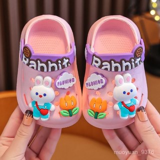 女童洞洞鞋草莓蝴蝶結涼拖鞋軟底兒童防滑室內小童夏季