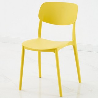 등받이 인테리어 디자인 의자 스타일 야외 두꺼운 식탁 컬러 카키 플라스틱 체어, 도톰한 옐로우 업그레이드, 1개