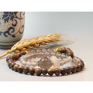 小蒔光 秋穗 沈香煙紫玉髓雙圈手串/穿搭配飾，優雅氣質，舒緩身心，增添好運