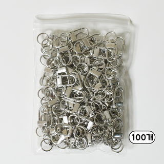 D형 열쇠고리 키링 악세사리 부자재, 100개, 실버