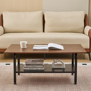 MINE 家居 茶几-極簡雙層歐風茶几 雙色 (快速到貨), 100公分原木色-黑架