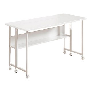 簡約風滾輪書桌附置物架 學生辦公桌 移動式工作桌 節省空間, 白色