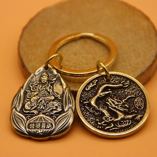 十二生肖守護神護身符創意純銅本命佛鑰匙扣八大守護神六字真言掛, 龍-生肖牌+佛牌【組合】, 1個