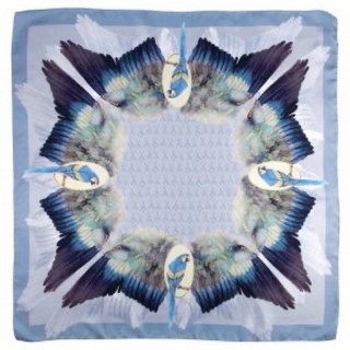 Meissen 德國精品 絲巾 方巾，高級真絲印花圍巾 輕奢時尚配件 頸巾 披肩 包包綁帶 - 藍色 （GD造型）