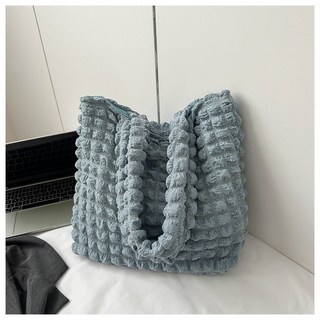 穎舖 現貨免運 韓國雲朵包 托特包 泡泡包 泡芙包 可放A4 大學生上課包 女生包包 斜跨包 側背包 大容量逛街包B16, 特價 E肩藍色(有拉鍊雲朵包)