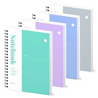 페이퍼릿 B5 플라스틱 커버 스프링 노트, 1세트, 4종(혼합)