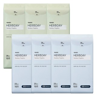 허브데이 생리대 + 샘플, 중형4팩+대형3팩