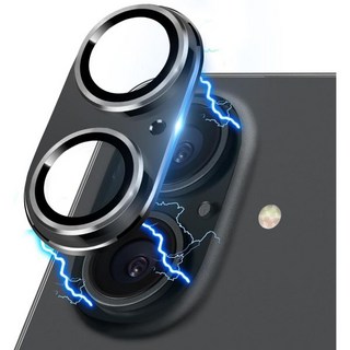 아이폰 16 프로 및 맥스 카메라 렌즈 보호필름 긁힘 방지 강화 유리 금속 화면 보호커버 충격 전면 보호 커버 검정, Black Glossy, for iPhone 16 / 16 Plus