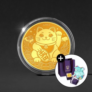[골드팡] 24k 복냥이 마네키네코 순금코인 0.1g + 복패키지 세트(당일도착) 금거래소 미니금괴 투자골드바 선물포장 저중량 금테크 기념주화 소원행운 황금쌀 콩알 주물금
