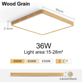 홈인테리어 LED 천장조명 블루투스 연결 밝기색변경조절 가능 투야 스마트 와이파이 천장 조명 앱 음성 제어 알렉사 구글 리모컨 사각형 및 원형 거실 36W, [26] Wood Grain-36W 4500k, 26) Wood Grain36W 4500k