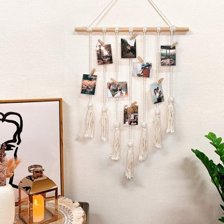 못없이 노끈 벽 사진걸이 폴라로이드 우드 포토행거 나무집게 세트