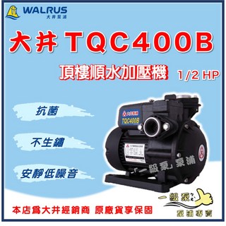 WALRUS 大井 TQC400B 頂樓順水加壓機 1/2HP 加壓馬達, 1個, 標準 1''（25mm),110V