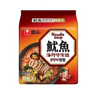 農心 魷魚海鮮味湯麵 (四包入) - 韓國進口口袋裝拉麵, 4個