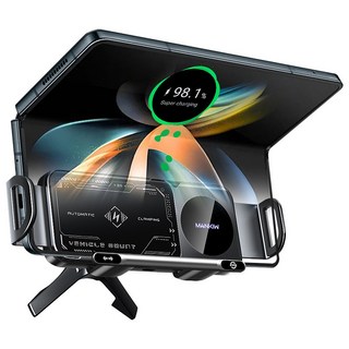 Mankiw맨큐 차량용 고속 무선충전기 갤럭시 Z플립 폴드폰 호환 송풍구형 거치대, 블랙