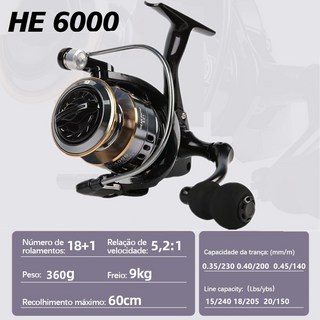 新款金屬釣魚捲線器 - 最大拖力250公斤，18+1培林，齒比5.2:1, 1個