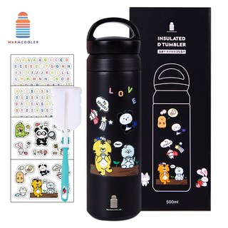 마마픽스 심플 스텐 텀블러 보온 보냉병, D텀블러-블랙, 500ml, 1개