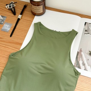 【Fee現貨7色】冰絲下擺造型背心 Bra top 短版上衣 胸墊背心 小可愛 涼感透氣