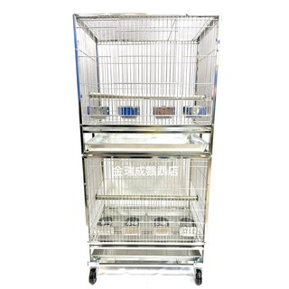 金瑞成鳥園 白鐵兩尺加框雙層鳥籠 適合中小至中大型鸚鵡, 1個