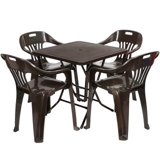 지오리빙 창신 라탄테이블 의자 세트 야외테이블세트, (창신)사각+하이의자/브라운