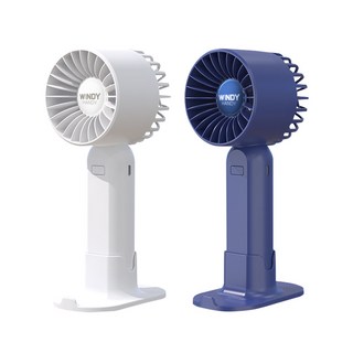 1+1 윈디 핸디 휴대용 탁상 손 선풍기 무소음 미니 BLDC, 화이트+블루
