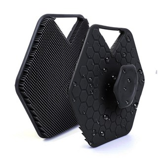 嗨购 1 件裝軟矽膠去角質刷清潔劑手動身體清潔身體護理洗滌器淋浴溫和按摩沐浴刷男士, 1個, B 黑色