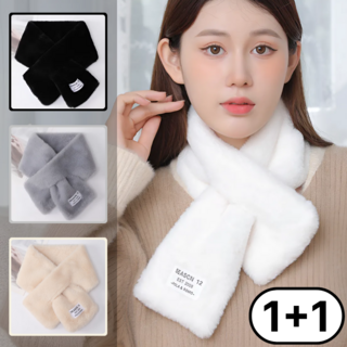 1+1 실버리 여성 밍크 털 쁘띠 목도리