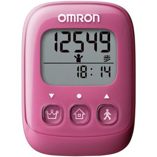 OMRON 歐姆龍 計步器 HJ-325 步數計 大字體 簡單操作 每日行走 一萬步 健康守護者, 粉色, 1個