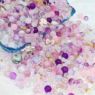 手工DIY串珠手鏈材料包配件一整套琉璃珠混搭配件珠珠手工串珠兒童串珠diy材料多巴胺手鏈, Q22#藍紫星,250克+材料包+線5米, 1個