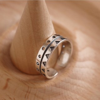 UME 幾何圖案雙層純銀戒指 S925純銀 可調戒圍 洗手可戴 不退色