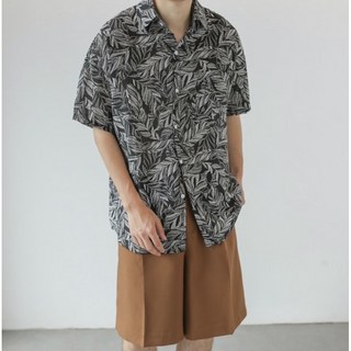 Tasteful_tw 韓國碎花樹葉滿版短袖花襯衫 (2色)