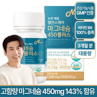 뉴핏 매일 밸런스케어 고함량 마그네슘 450 플러스 식약처인증, 1개, 90정