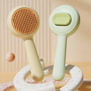 고양이(강아지) 브러쉬 + 츄르 스푼 2종세트, 1세트, 크림옐로우+애플그린