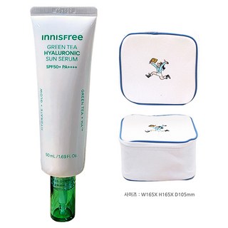 이니스프리 그린티 히알루론산 수분 선세럼+플레이그린 화장품 파우치 (블루), 1개, 50ml