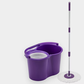 好神拖 輕巧手壓旋轉拖把組 hahababy聯名款 360度旋轉拖把組 (1桶+1拖+1布), 1個