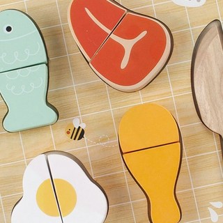 원목 음식 썰기 퍼즐 유아 요리 놀이 주방 역할, 1세트