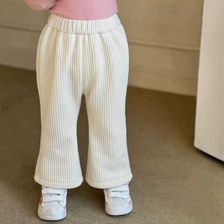 女童刷毛保暖喇叭褲，加厚長褲